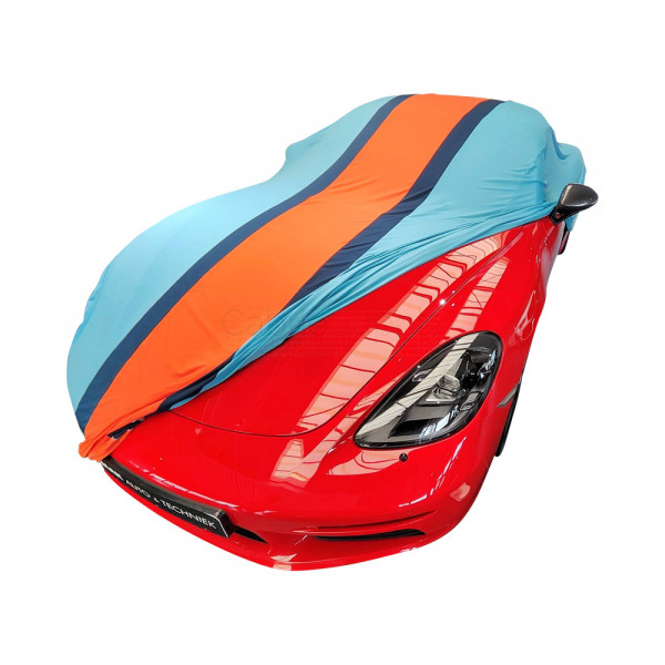 Porsche Boxster (718) 2016-Present - Indoor Car Cover - Light Blue with Gulf Striping