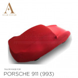 Porsche 911 Convertible (993) 1993-1998 - Indoor Car Cover - Red - Mirror Pockets